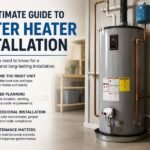Water heater installation guide with tank water heater and maintenance checklist