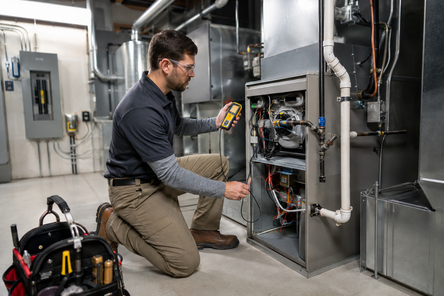 Commercial furnace blowing cold air diagnostic service in Chicago Southwest Suburbs